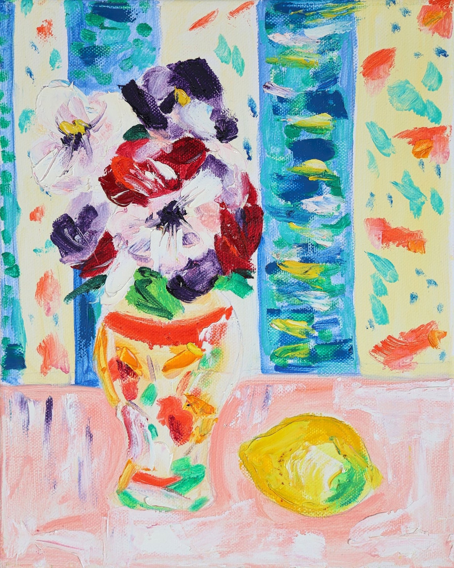 Floral Vase With Lemon