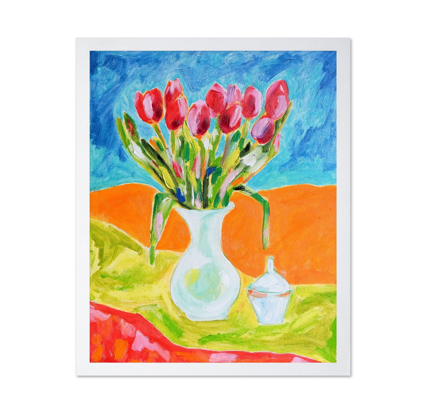 Tulips In White Vase
