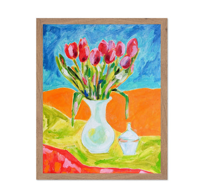 Tulips In White Vase