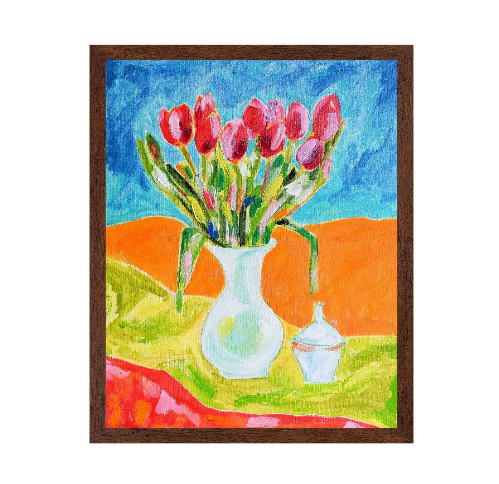 Tulips In White Vase