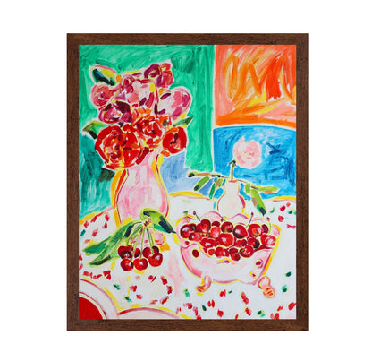 Cherries And Flowers Still
