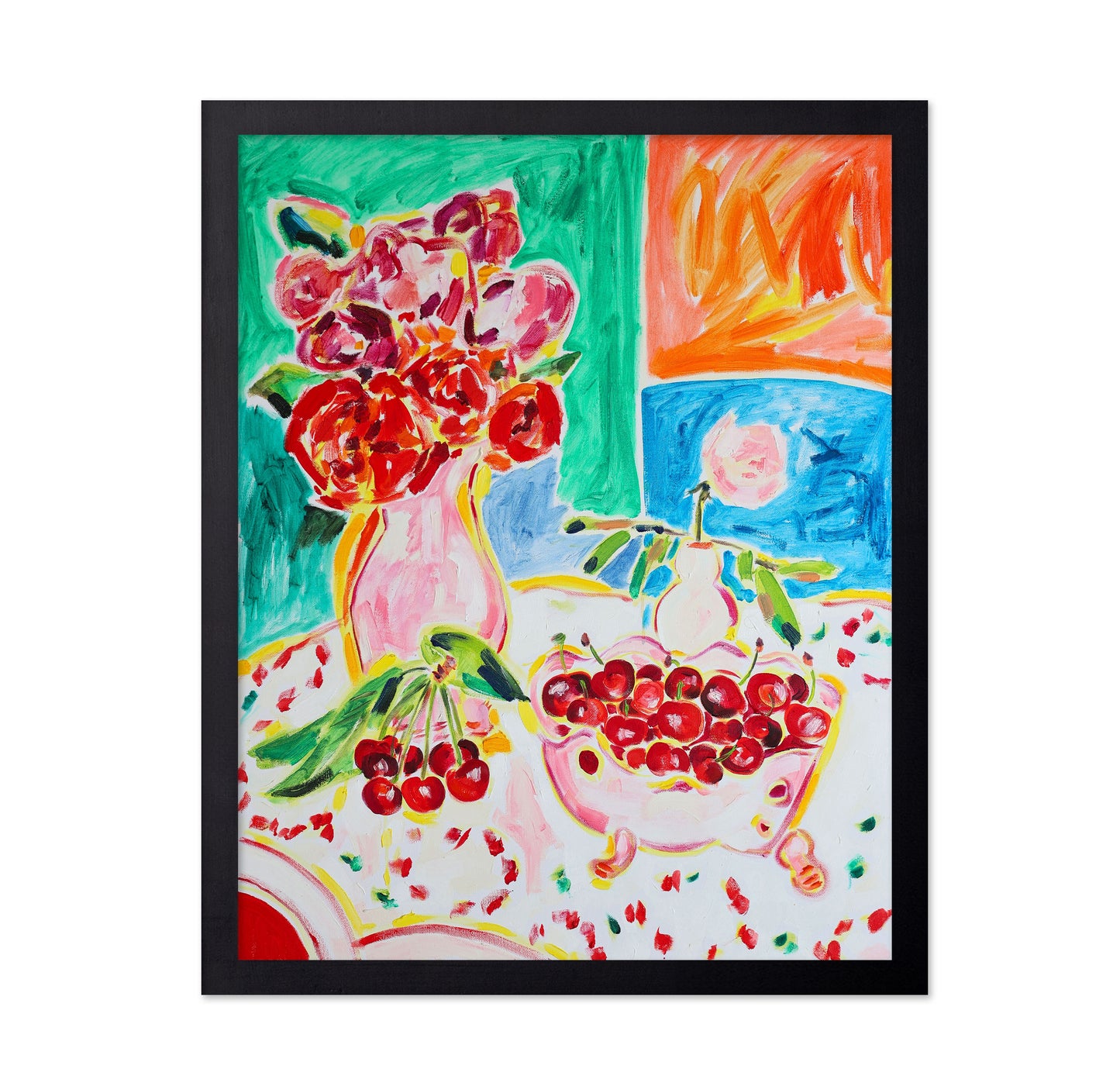 Cherries And Flowers Still