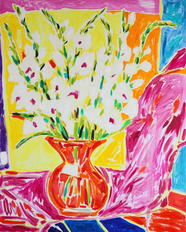 White Flowers Vase