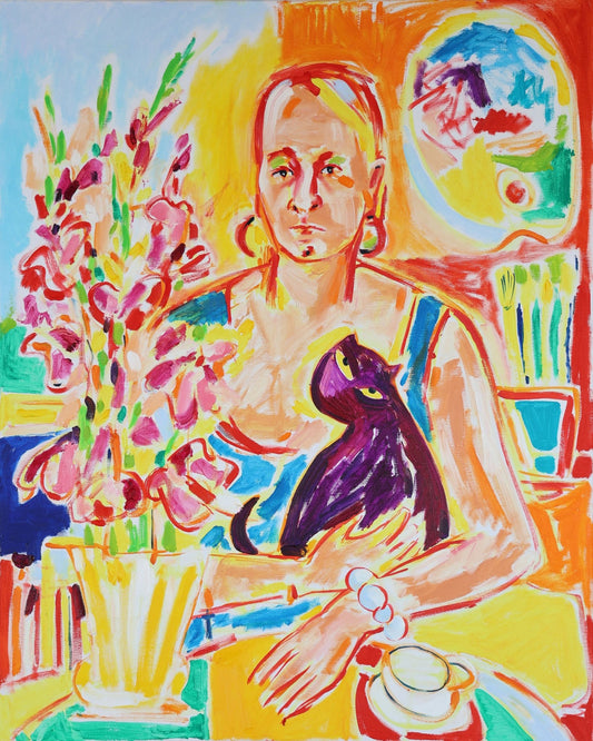 Woman With Black Cat No4
