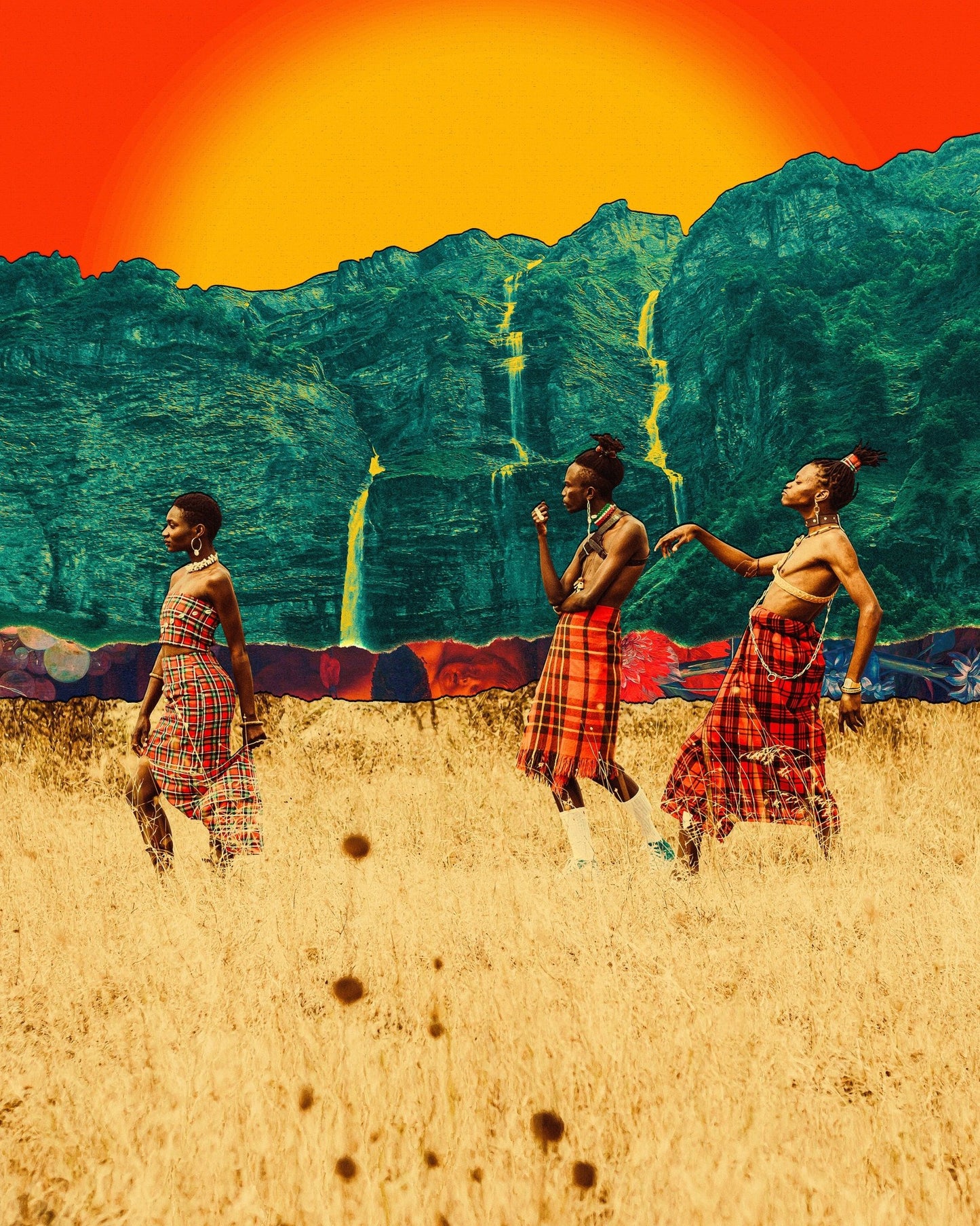 Tribal Walk At Sunset