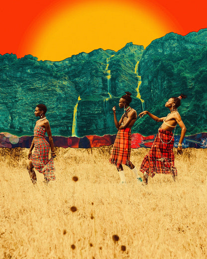 Tribal Walk At Sunset