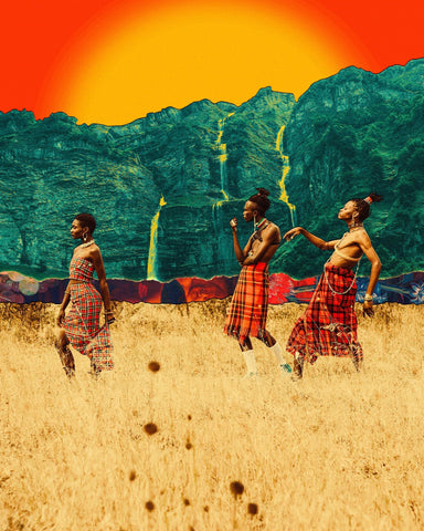 Tribal Walk At Sunset