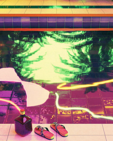 Neon Pool Reflection