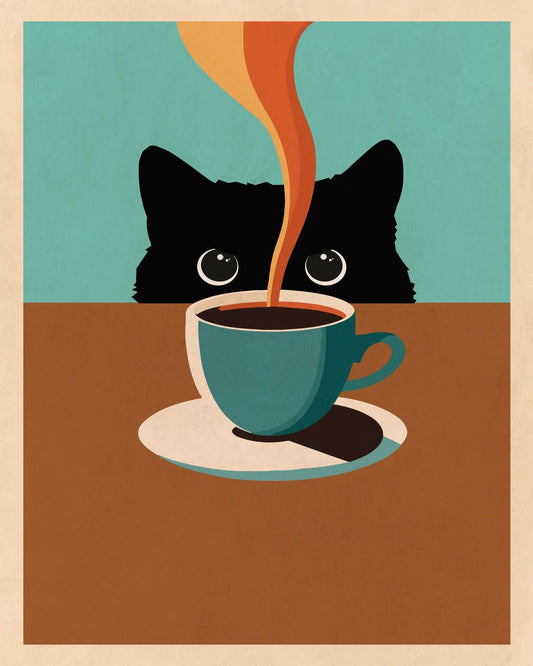 Cat Coffee Peek