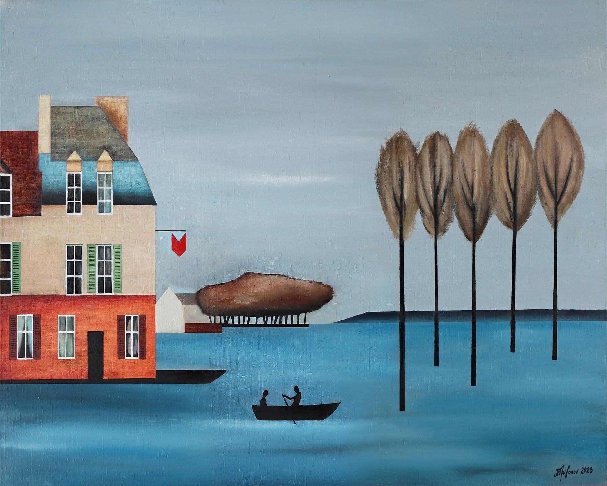 Lakeside Boat Scene