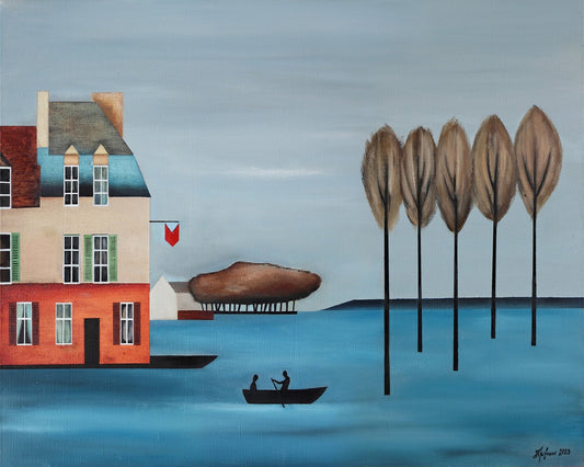 Lakeside Boat Scene