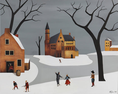 Winter Village Scene