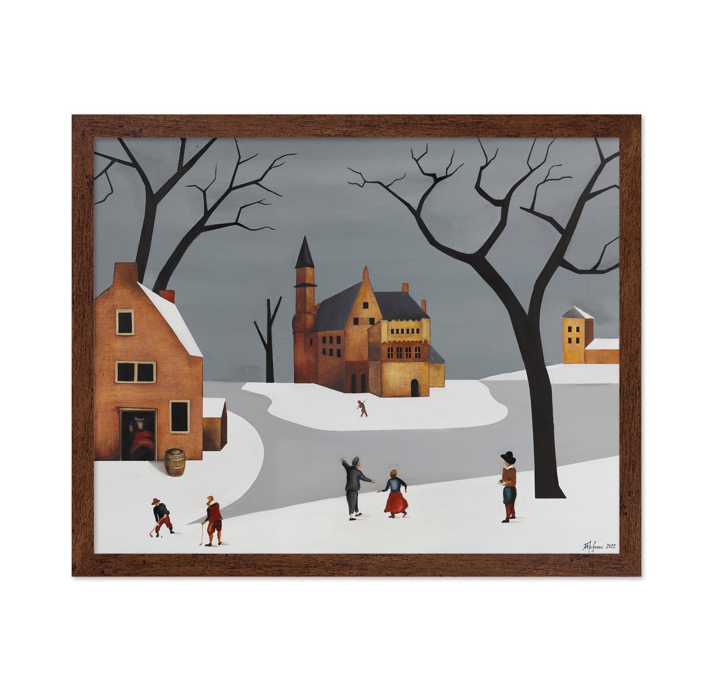 Winter Village Scene