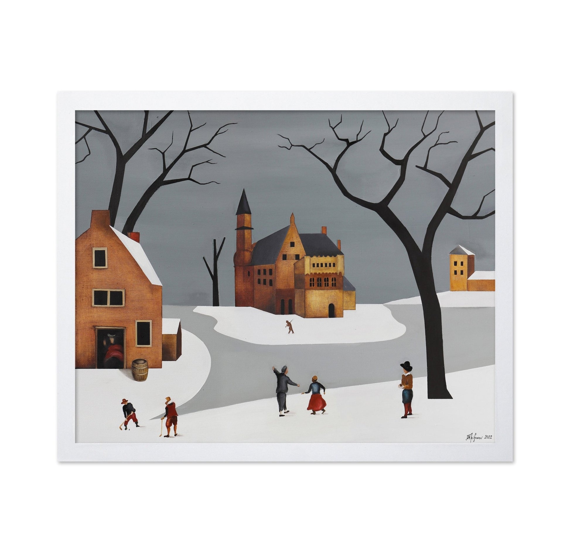 Winter Village Scene