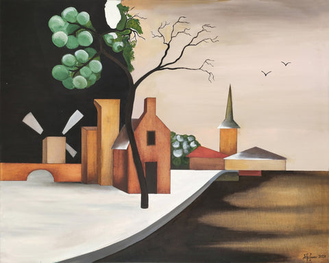Abstract Village Scene