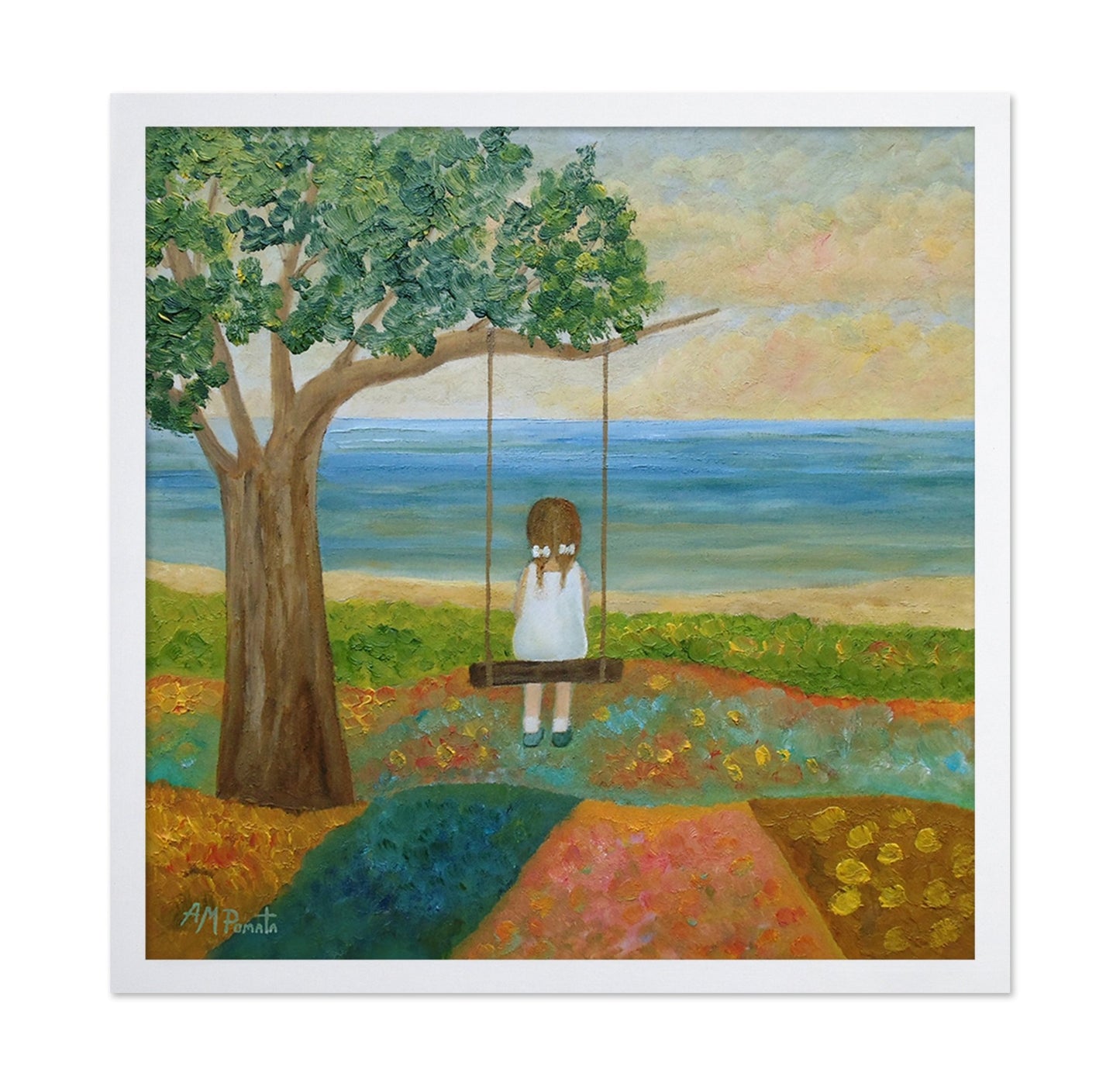 Girl On Ocean Swing