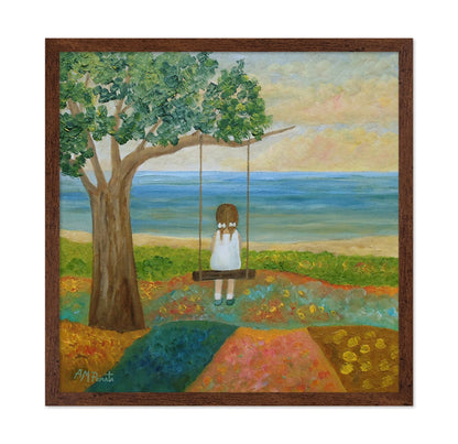 Girl On Ocean Swing