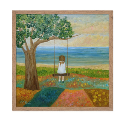 Girl On Ocean Swing