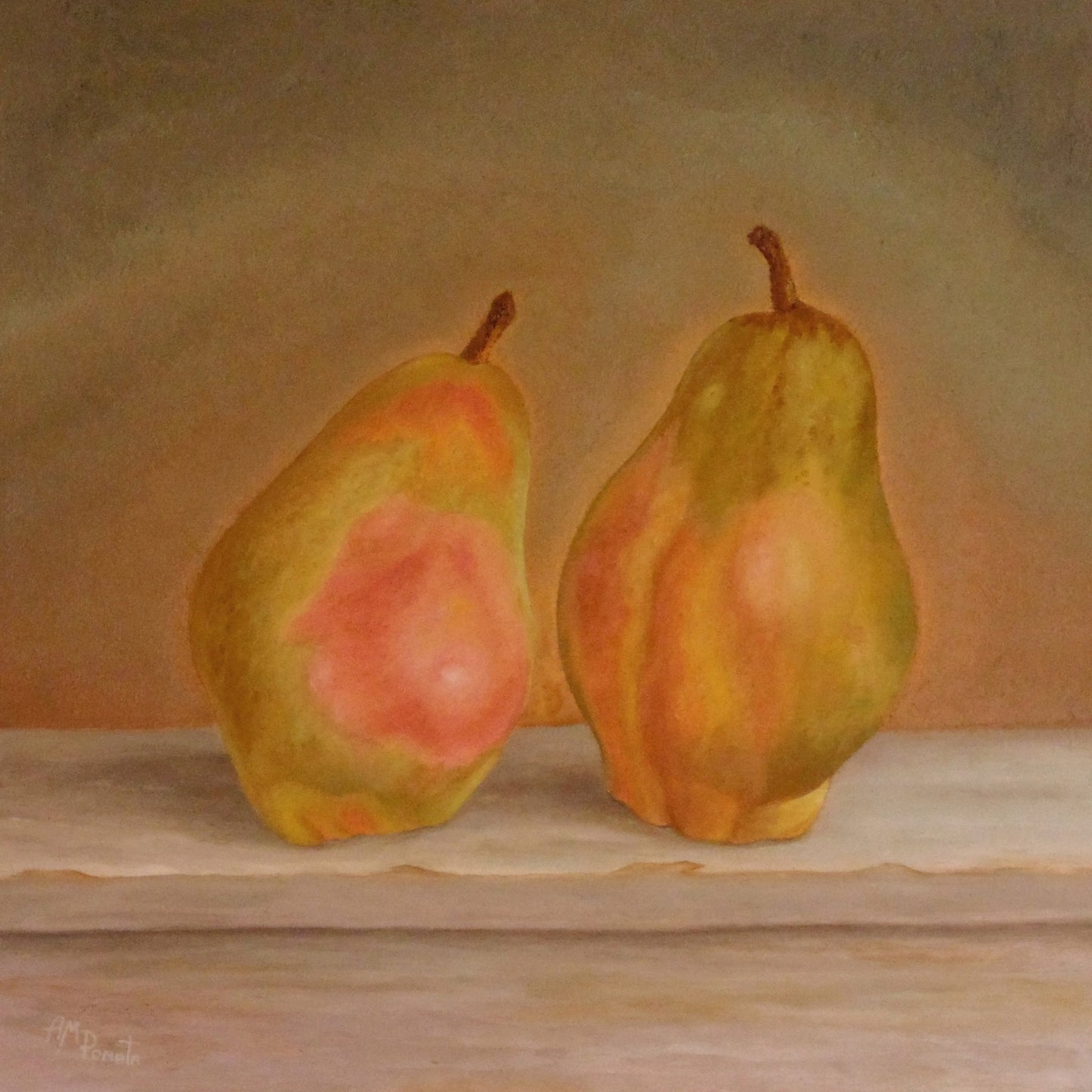 Two Pears On Table
