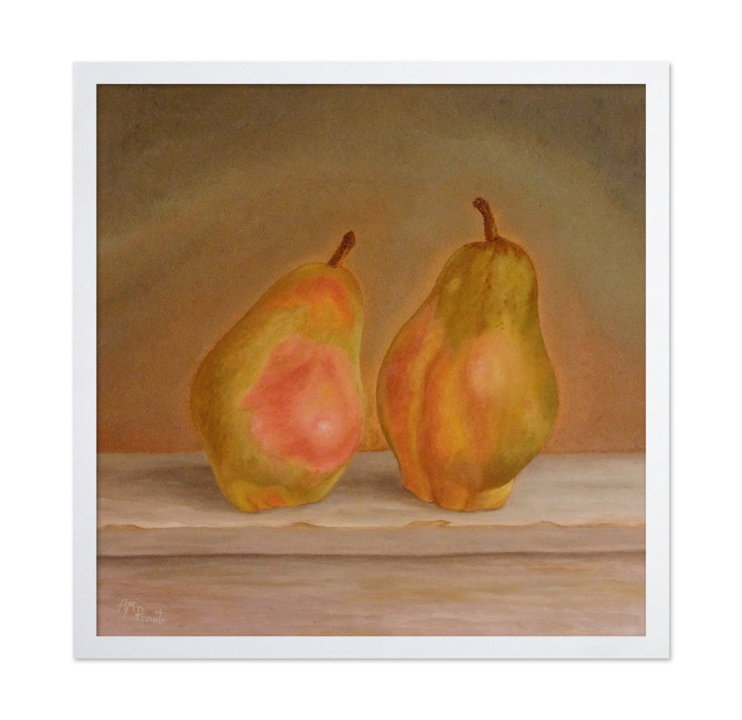 Two Pears On Table