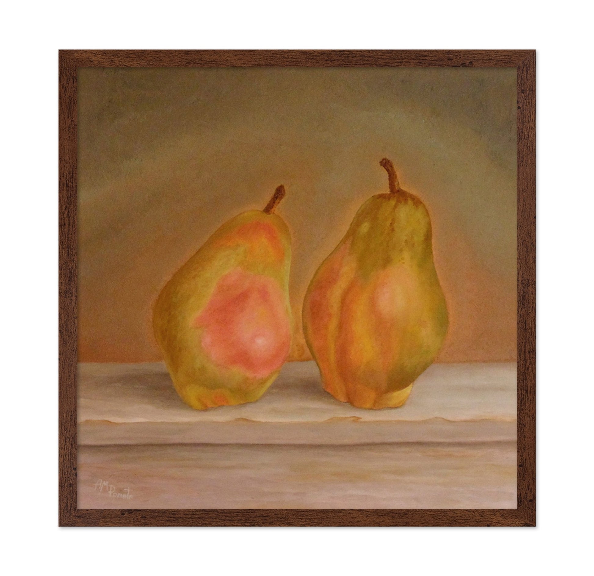 Two Pears On Table