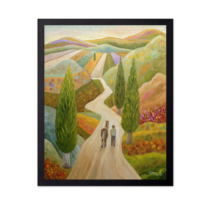 Man Walking Horse Through Colorful Hills
