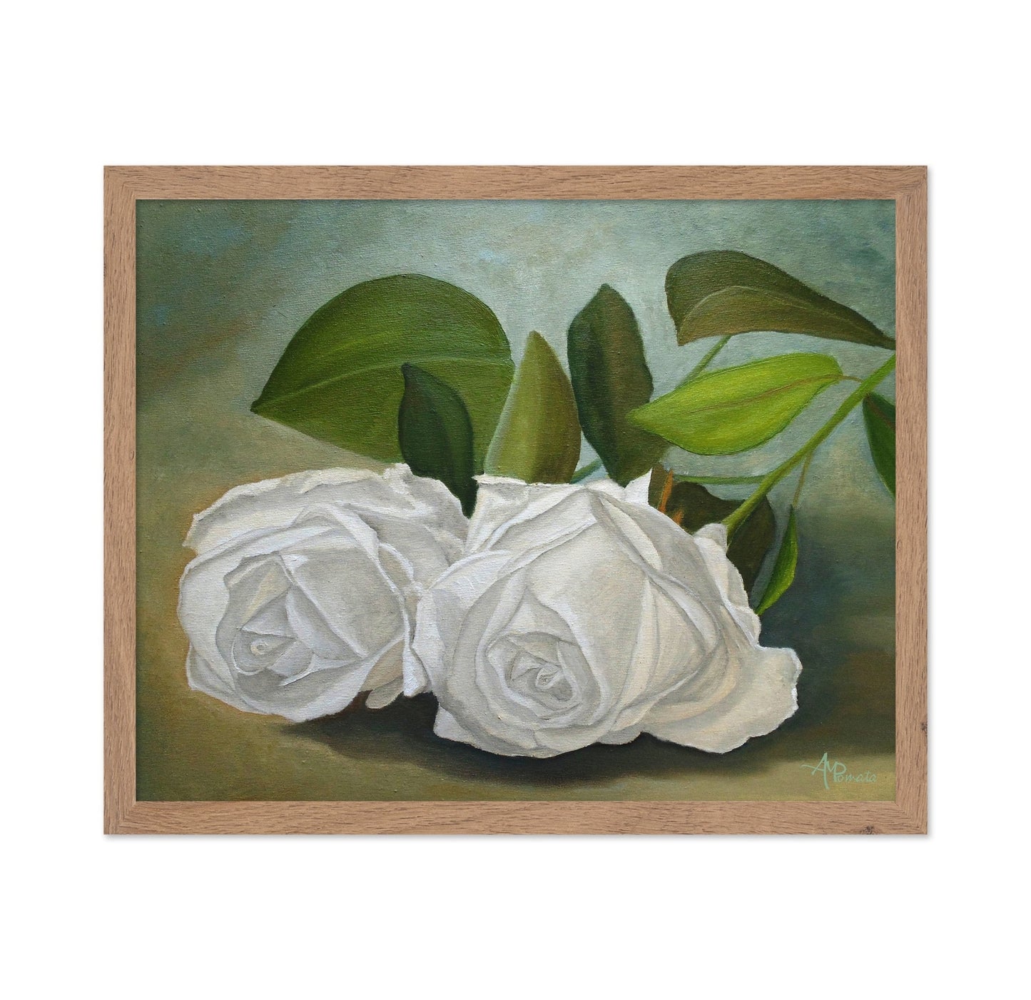 White Roses With Green Leaves