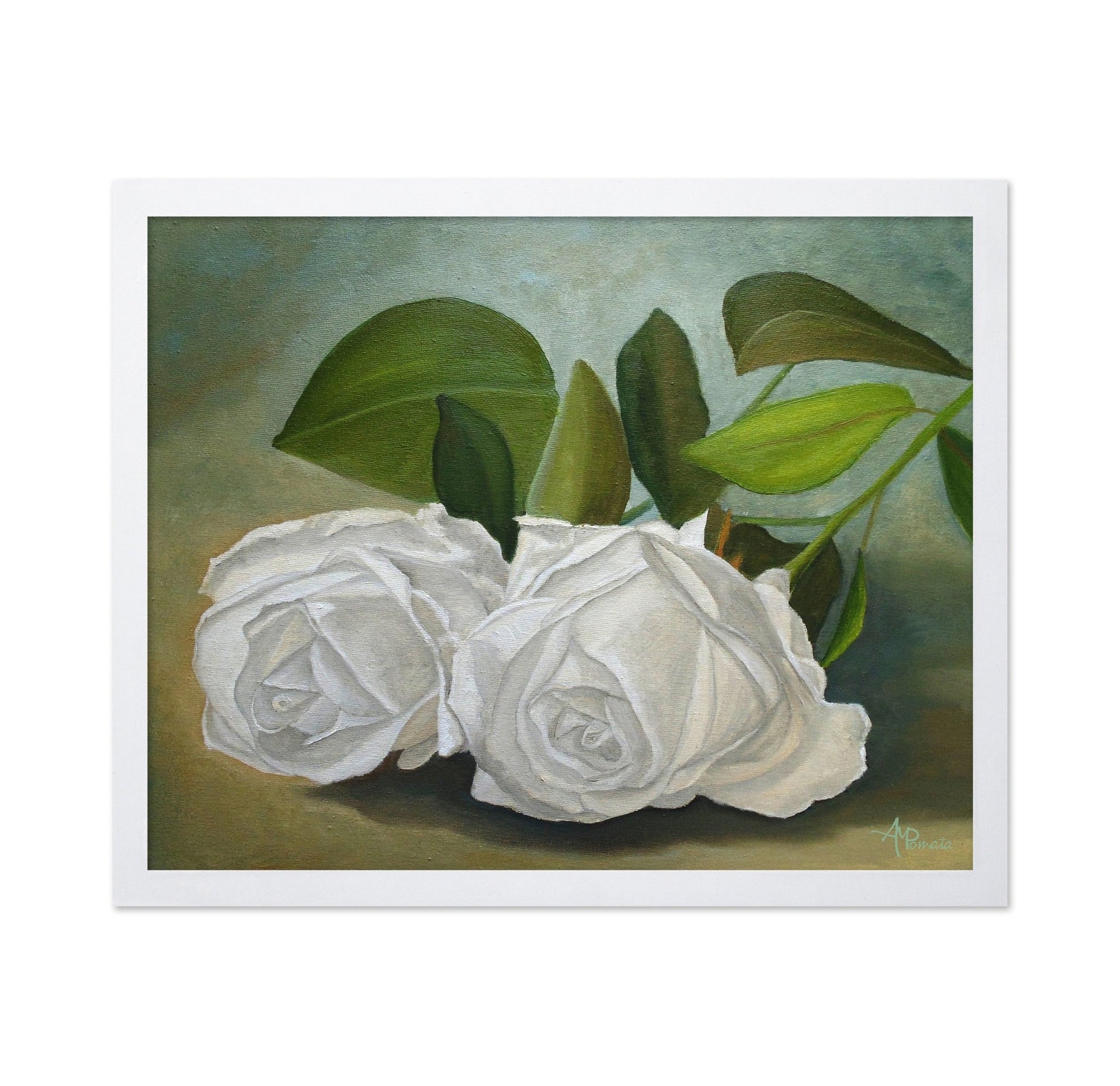 White Roses With Green Leaves