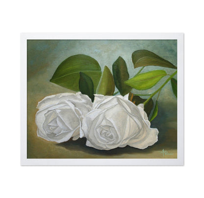 White Roses With Green Leaves