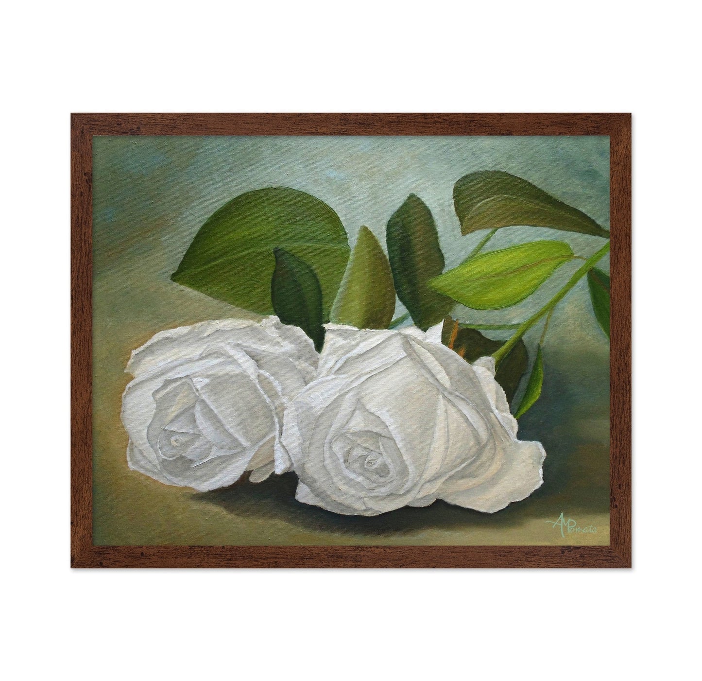 White Roses With Green Leaves