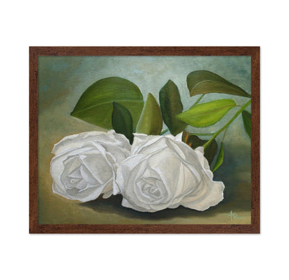 White Roses With Green Leaves