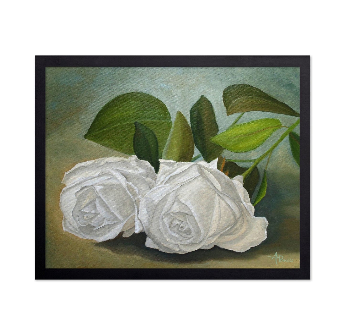 White Roses With Green Leaves