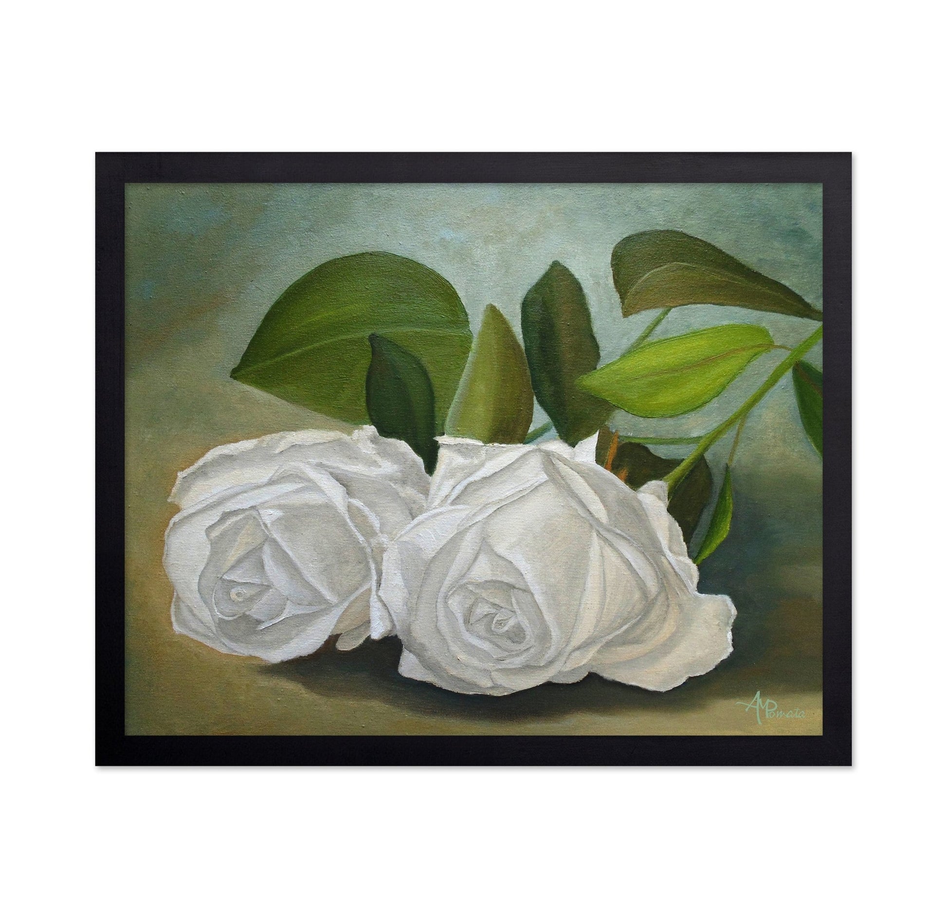 White Roses With Green Leaves