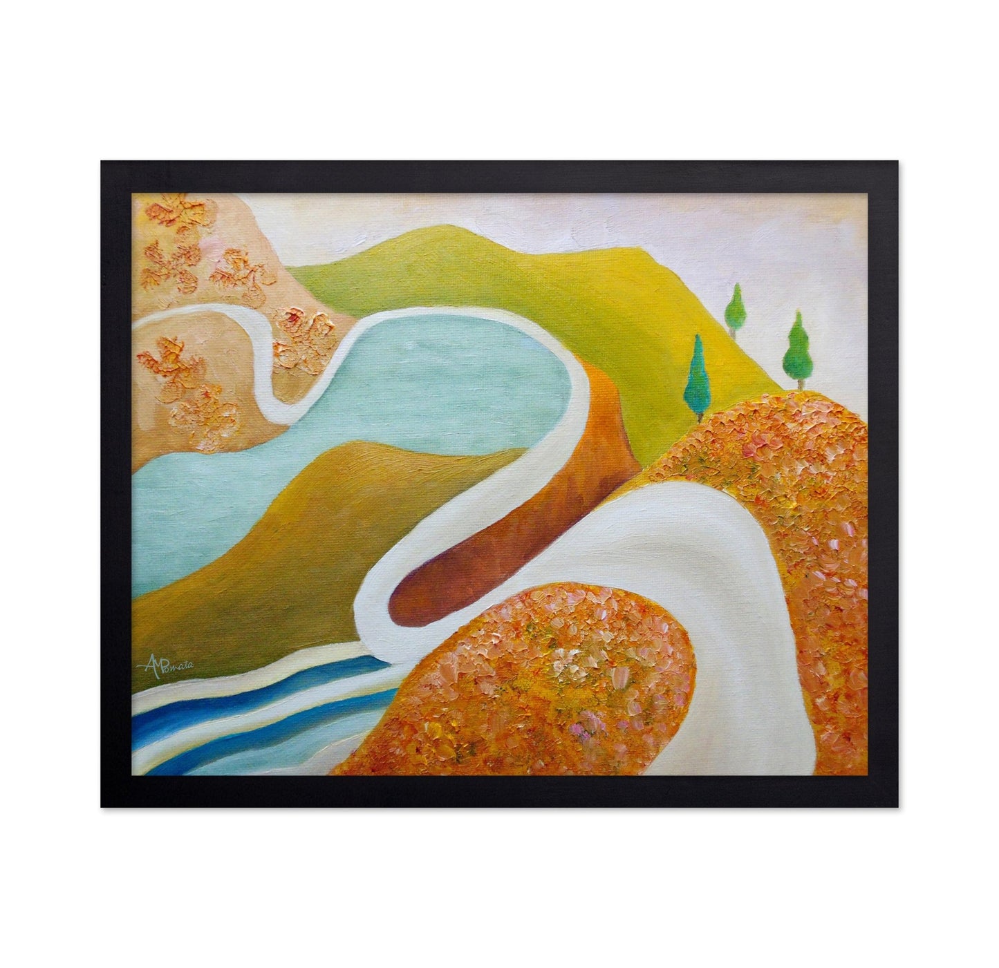 Abstract River Bend Landscape
