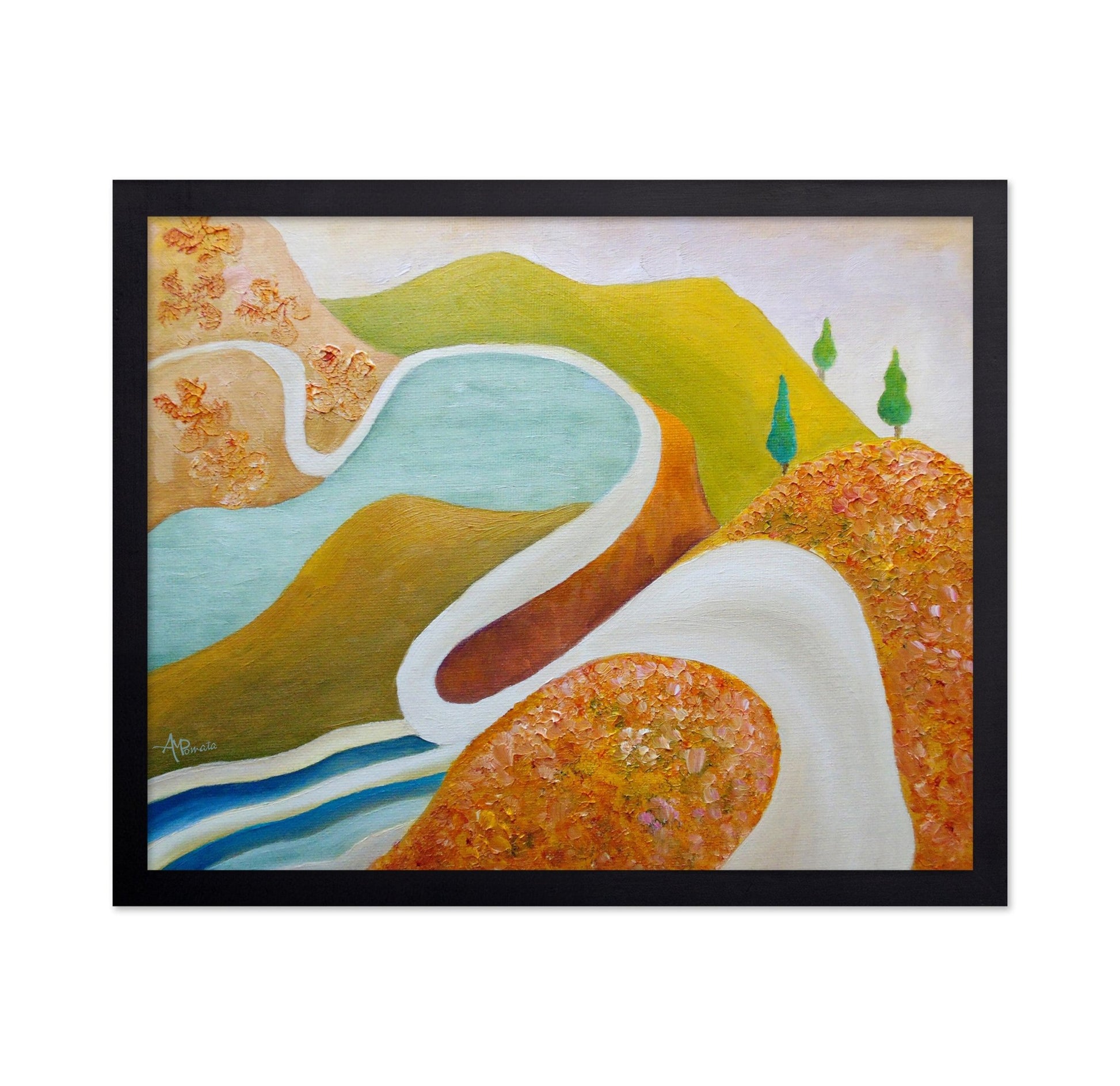 Abstract River Bend Landscape