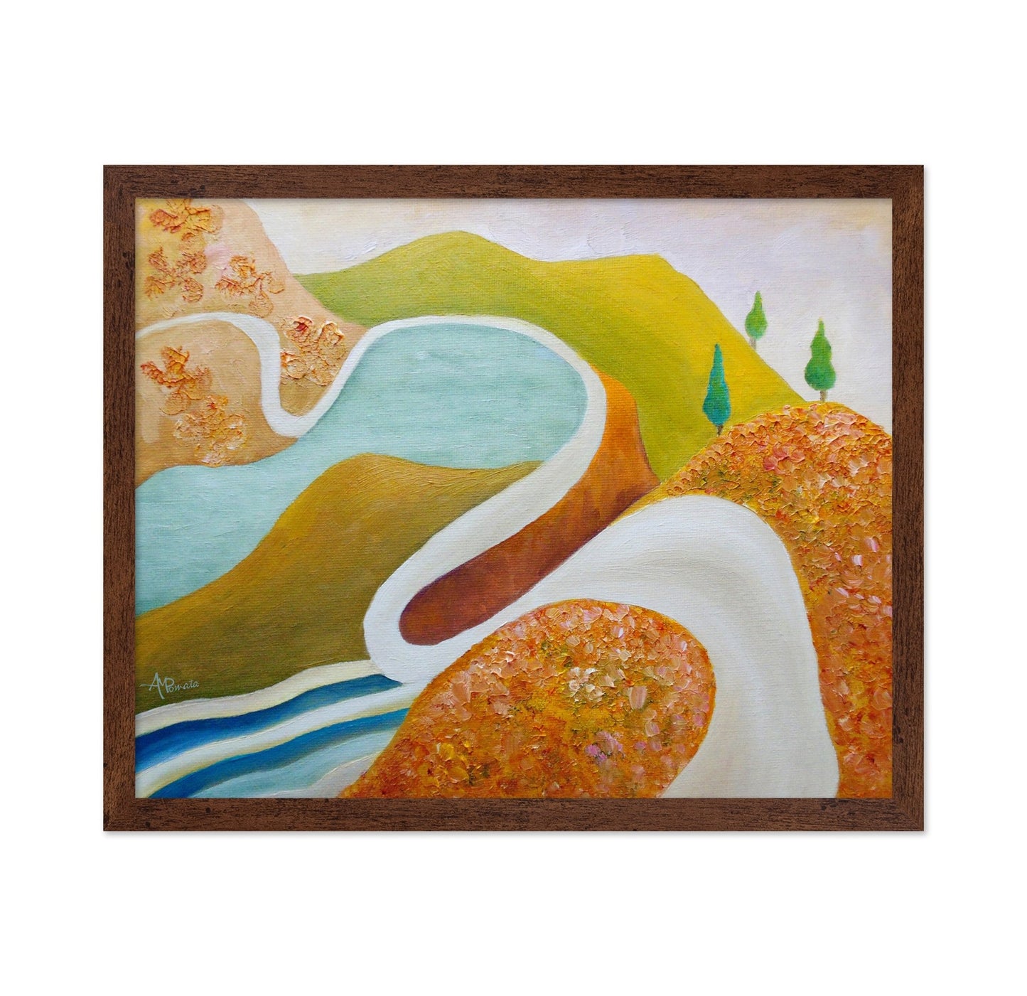 Abstract River Bend Landscape