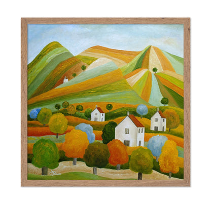 Colorful Hills Village Scene