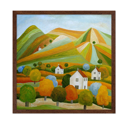Colorful Hills Village Scene