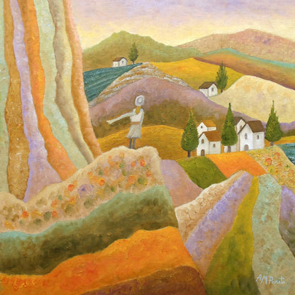 Woman Above Colorful Hills