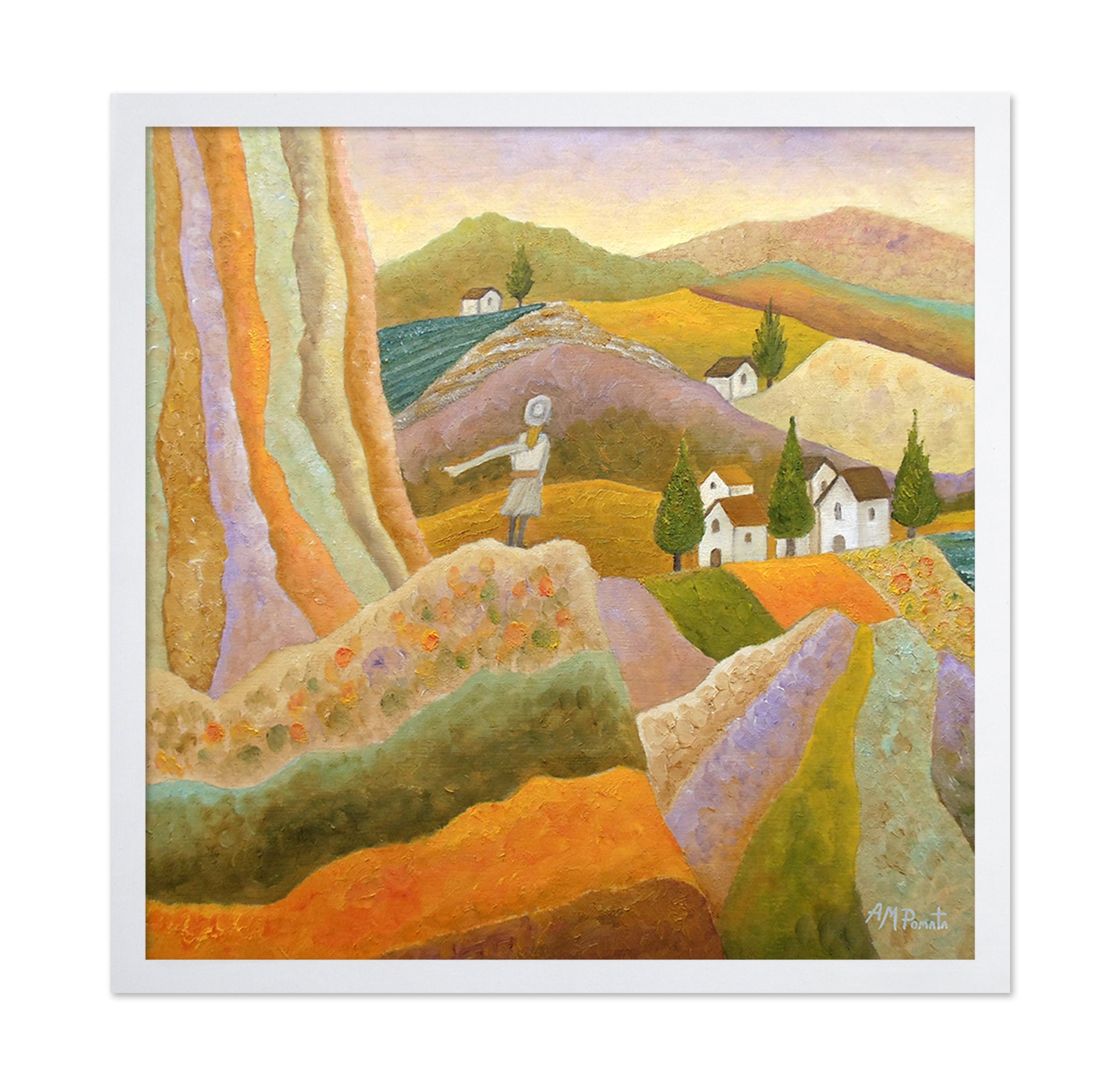 Woman Above Colorful Hills