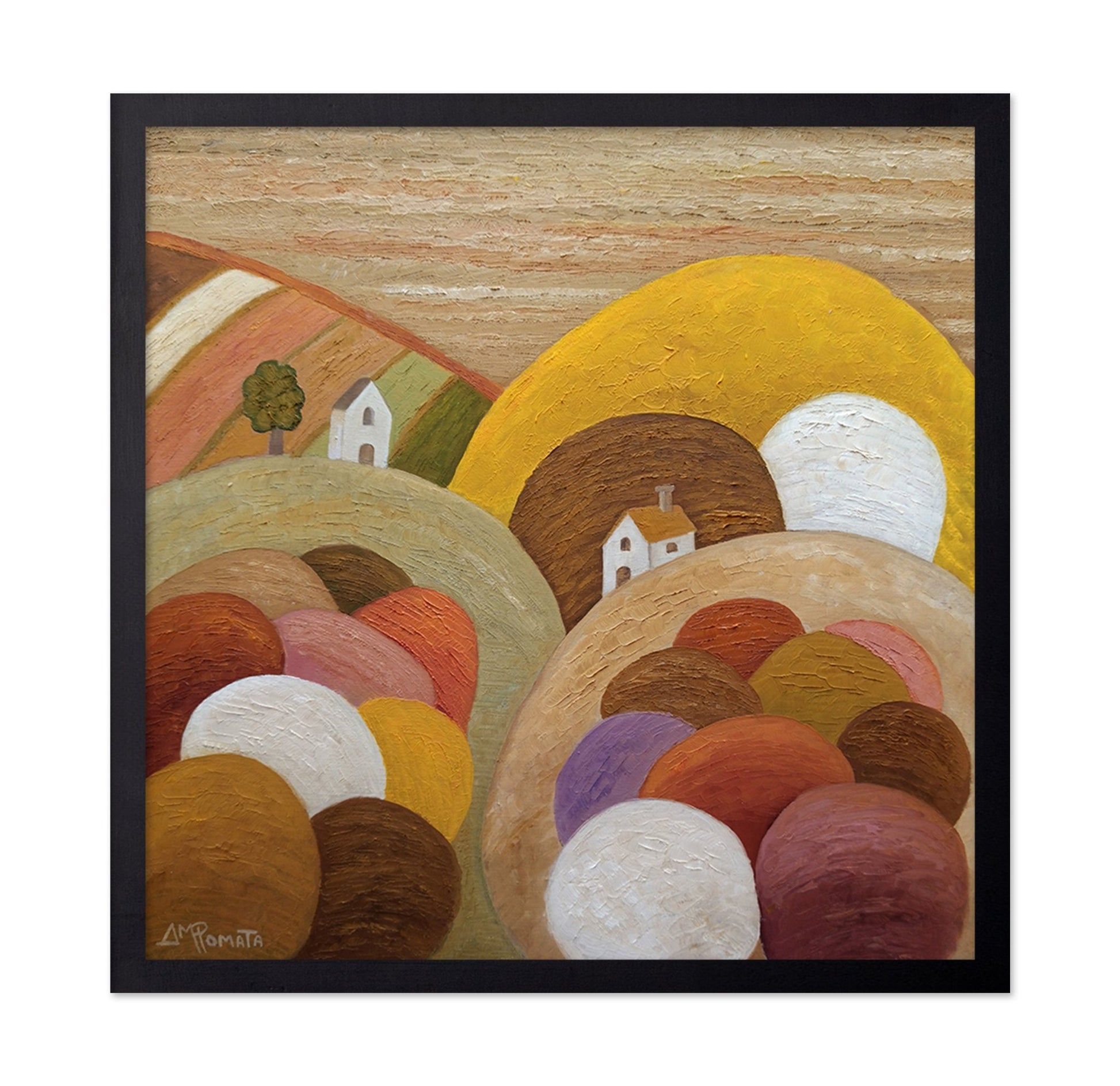 Abstract Hills With Village