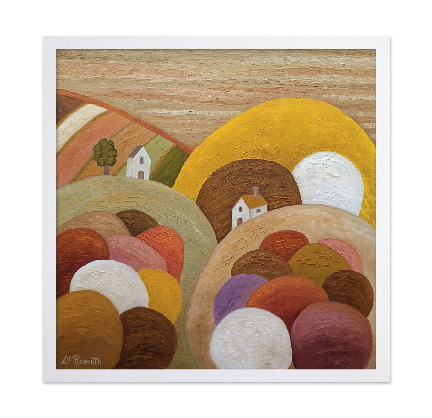 Abstract Hills With Village