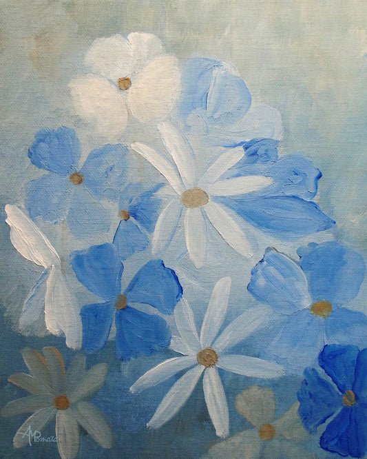 Blue White Floral Bloom