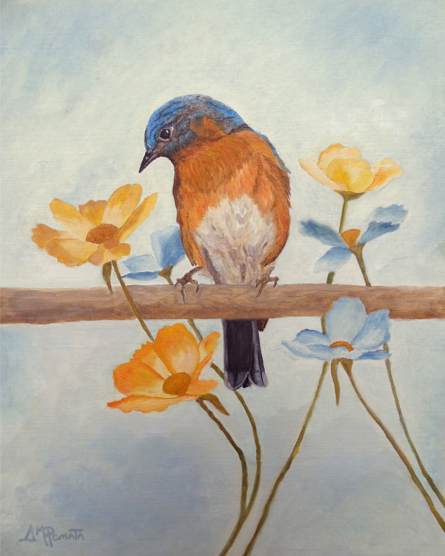 Bluebird On Floral Branch