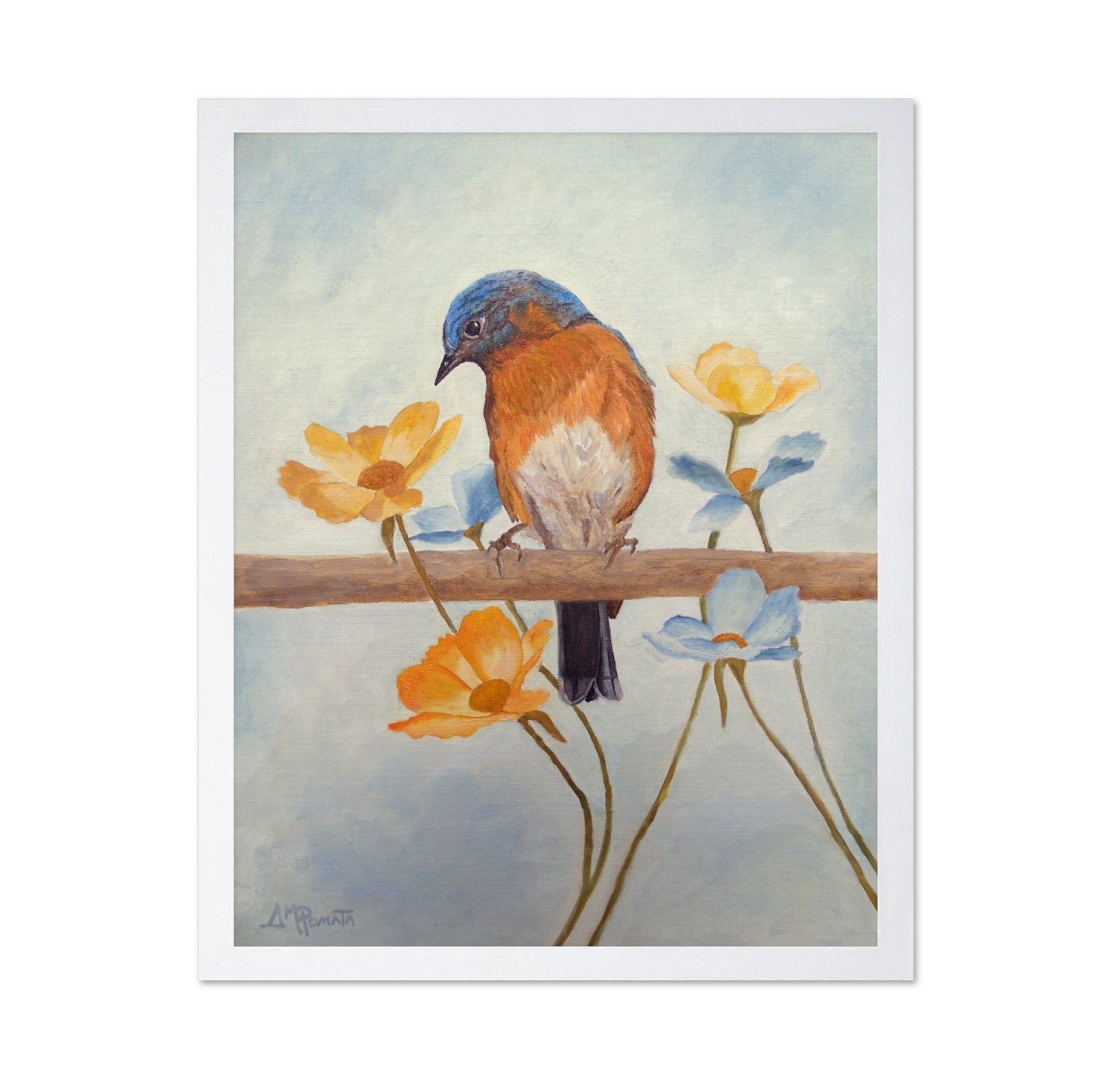 Bluebird On Floral Branch