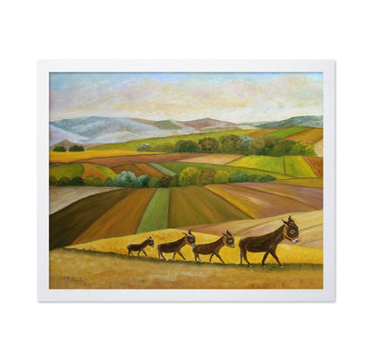 Donkeys Across Fields