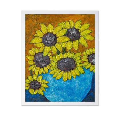 Sunflowers In Blue Vase