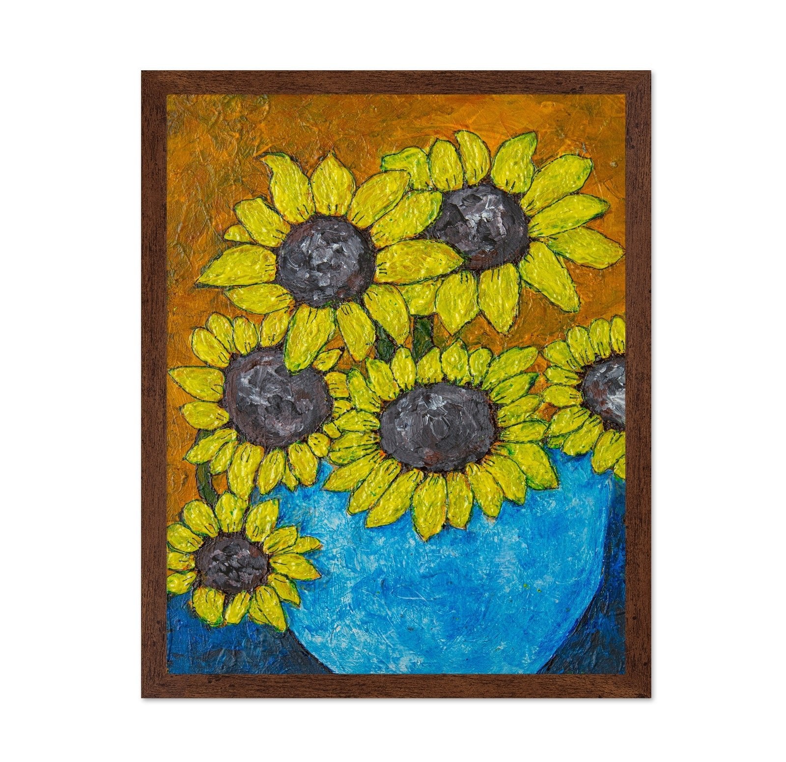 Sunflowers In Blue Vase