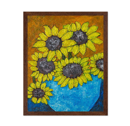 Sunflowers In Blue Vase
