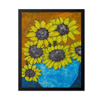 Sunflowers In Blue Vase
